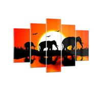 Quadro su Vetro 150x100cm Animali africano elefanti natura Stampe Moderni Murale
