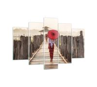 Quadro su Vetro 150x100cm Birmania ombrellone ponte Stampe Moderni Murale