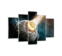 Quadro su Vetro 150x100cm Cataclismo Apocalisse Cometa Esplosione Stampe Murale