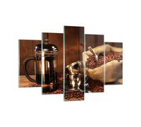 Quadro su Vetro 150x100cm Chicchi di caffè caffè tostato tazza Stampe Murale