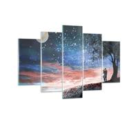 Quadro su Vetro 150x100cm Cielo Luna Innamorati Stampe Immagini Moderni Murale
