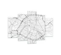 Quadro su Vetro 150x100cm Città mappa Parigi Stampe Immagini Moderni Murale