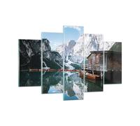 Quadro su Vetro 150x100cm Cottage Sopra Il Lago Stampe Immagini Moderni Murale