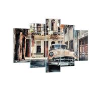 Quadro su Vetro 150x100cm Cubano auto case popolari Stampe Moderni Murale