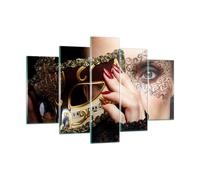 Quadro su Vetro 150x100cm Donna moda venezia maschera Stampe Moderni Murale