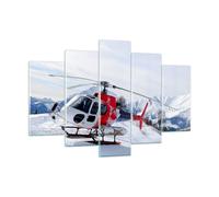 Quadro su Vetro 150x100cm Elicottero montagne picco inverno Stampe Murale