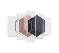 Quadro su Vetro 150x100cm Esagoni Moderni Oro Stampe Immagini Moderni Murale
