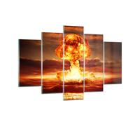 Quadro su Vetro 150x100cm Guerra bomba nucleare funghi apocalisse Stampe Murale