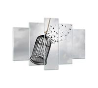 Quadro su Vetro 150x100cm Libertà gabbia uccelli Stampe Immagini Moderni Murale