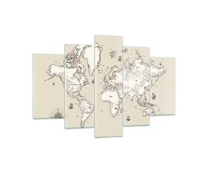Quadro su Vetro 150x100cm Mappa mondo classico continenti Stampe Moderni Murale