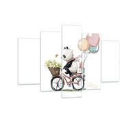 Quadro su Vetro 150x100cm Panda bici bambini Stampe Immagini Moderni Murale