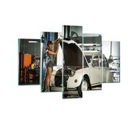 Quadro su Vetro 150x100cm Ragazza giovane macchina meccanico Stampe Murale
