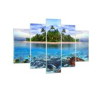 Quadro su Vetro 150x100cm Stampe da Parete in Vetro Spiaggia laguna acqua oceano Grandi XXL Decorazione Murale Camera da Letto Cucina 5 pezzi Quadri Moderni Soggiorno Immagini Wall Art GEA150x100-2686