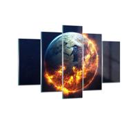 Quadro su Vetro 150x100cm Universo Terra Fuoco globo Stampe Moderni Murale