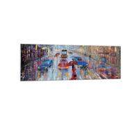 Quadro su Vetro 160x50cm Acrilico Città Pioggia Stampe Immagini Moderni Murale