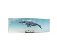 Quadro su Vetro 160x50cm Balena Bambini Aereo Stampe Immagini Moderni Murale