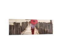 Quadro su Vetro 160x50cm Birmania ombrellone ponte Stampe Moderni Murale