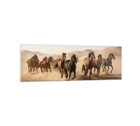 Quadro su Vetro 160x50cm Cavalli Deserto Dune Stampe Immagini Moderni Murale
