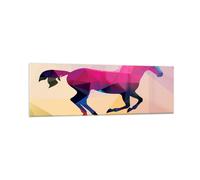 Quadro su Vetro 160x50cm Cavallo animali geometria diamante Stampe Murale