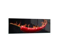 Quadro su Vetro 160x50cm Chilli Paprika biologica l'agricoltura Stampe Murale