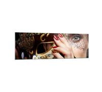 Quadro su Vetro 160x50cm Donna moda venezia maschera Stampe Moderni Murale