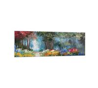 Quadro su Vetro 160x50cm Impressionismo Natura Foresta Stampe Moderni Murale