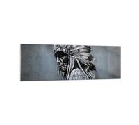 Quadro su Vetro 160x50cm Indiano pennacchio uomo Stampe Immagini Moderni Murale
