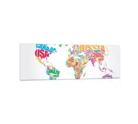 Quadro su Vetro 160x50cm Mappa parole mondo geografia Stampe Moderni Murale