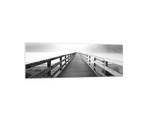 Quadro su Vetro 160x50cm Molo Prospettiva In Bianco E Nero Stampe Moderni Murale