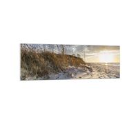 Quadro su Vetro 160x50cm Sabbia Erba Mare Stampe Immagini Quadri Moderni Murale