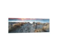 Quadro su Vetro 160x50cm Spiaggia sabbia passeggiata Stampe Moderni Murale
