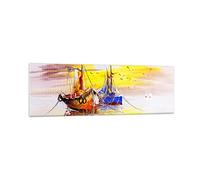 Quadro su Vetro 160x50cm Stampe da Parete in Vetro Barche sole mare viaggi Grandi XXL Decorazione Murale Camera da Letto Cucina 1 pezzo Quadri Moderni Soggiorno Immagini Wall Art GAB160x50-2882