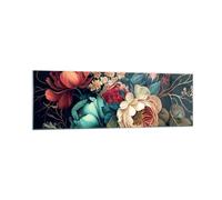 Quadro su Vetro 160x50cm Fiori Shabby Chic Classico Stampe Moderni Murale