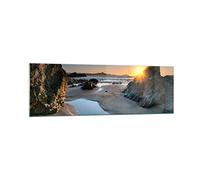 Quadro su Vetro 160x50cm Stampe da Parete in Vetro Paesaggio britannico riva linea costiera Grandi Decorazione Murale Camera da Letto 1 pezzo Quadri Moderni Soggiorno Immagini Wall Art GAB160x50-3174