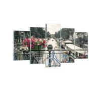 Quadro su Vetro 160x85cm Amsterdam biciclette ponte Stampe Moderni Murale
