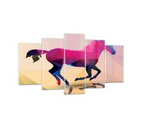 Quadro su Vetro 160x85cm Cavallo animali geometria diamante Stampe Murale