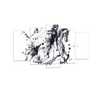 Quadro su Vetro 160x85cm Cavallo cavaliere storia equitazione Stampe Murale