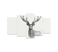 Quadro su Vetro 160x85cm Cervi Schizzo Scandinavo Stampe Immagini Moderni Murale