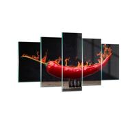 Quadro su Vetro 160x85cm Chilli Paprika biologica l'agricoltura Stampe Murale