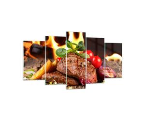 Quadro su Vetro 160x85cm Cibo legno fuoco bistecca Stampe Moderni Murale