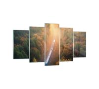 Quadro su Vetro 160x85cm Ferrovia autunno sole Stampe Immagini Moderni Murale