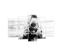 Quadro su Vetro 160x85cm Fotografo Bianco E Nero Doppio Stampe Moderni Murale