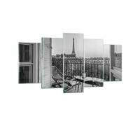 Quadro su Vetro 160x85cm In bianco e nero Parigi balcone Stampe Moderni Murale