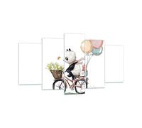 Quadro su Vetro 160x85cm Panda bici bambini Stampe Immagini Moderni Murale
