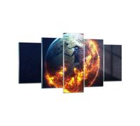 Quadro su Vetro 160x85cm Universo Terra Fuoco globo Stampe Moderni Murale