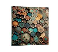 Quadro su Vetro 40x40cm Stampe da Parete in Vetro Cubo Mosaico Modello Piccoli Decorazione Murale Camera da Letto Cucina 1 pezzo Quadri Moderni Soggiorno Grafica Immagini Wall Art GAC40x40-5849