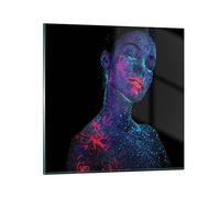 Quadro su Vetro 40x40cm Stampe da Parete in Vetro Donna Ultravioletti Glitter Piccoli Decorazione Murale Camera da Letto Cucina 1 pezzo Quadri Moderni Soggiorno Grafica Immagini Wall Art GAC40x40-4527