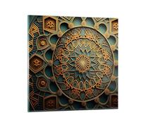 Quadro su Vetro 40x40cm Stampe da Parete in Vetro Mosaico Arabo Decorazioni Piccoli Decorazione Murale Camera da Letto Cucina 1 pezzo Quadri Moderni Soggiorno Grafica Immagini Wall Art GAC40x40-5772