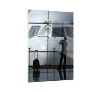 Quadro su Vetro 50x70cm Aeroplano Aeroporto Passeggeri Stampe Moderni Murale