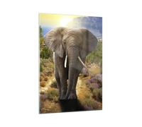 Quadro su Vetro 50x70cm Animali Africa elefante camminare Stampe Moderni Murale